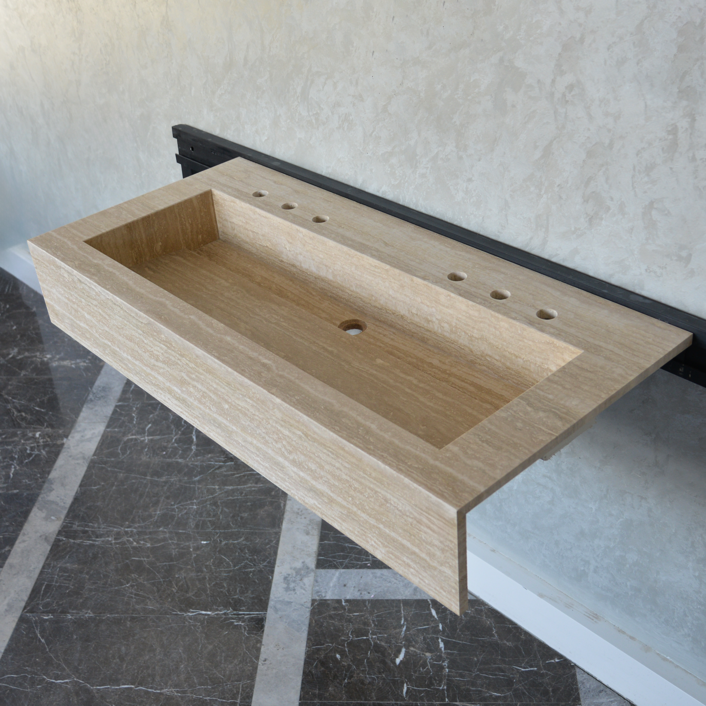 Travertine Natural Stone Handcrafted Bathroom Sink - Artisan