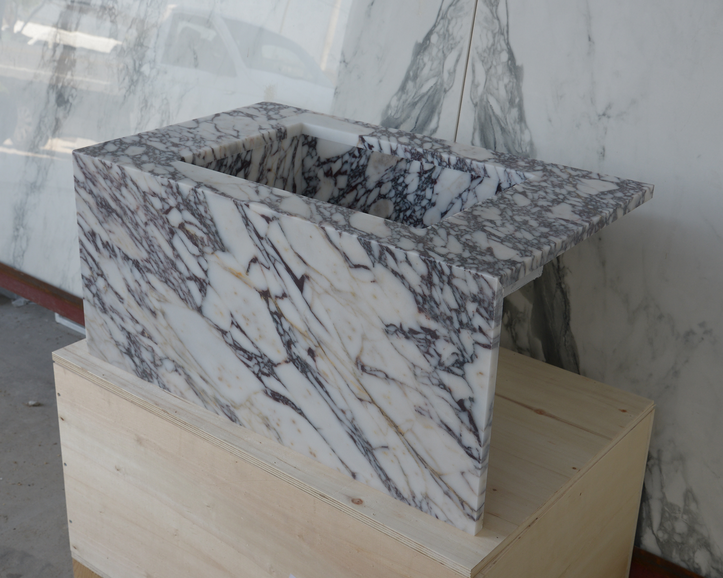 Calacatta Viola Marble Bathroom Sink - Handcrafted Artisan Design