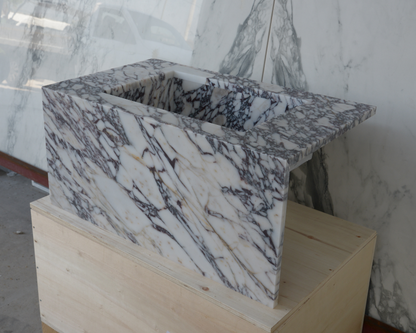 Calacatta Viola Marble Bathroom Sink - Handcrafted Artisan Design