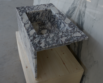 Calacatta Viola Marble Bathroom Sink - Handcrafted Artisan Design