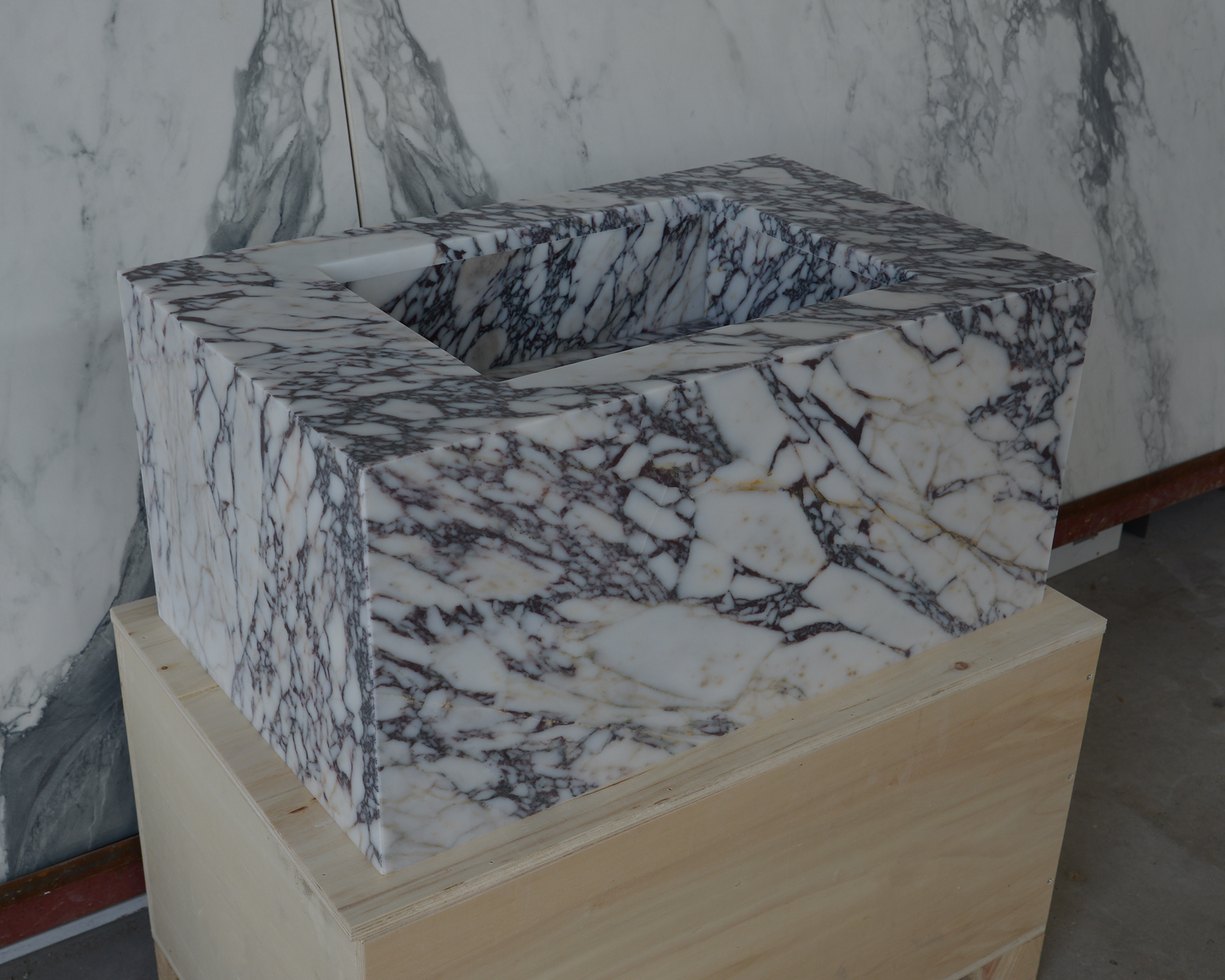 Calacatta Viola Marble Bathroom Sink - Handcrafted Artisan Design