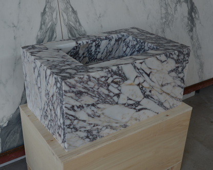 Calacatta Viola Marble Bathroom Sink - Handcrafted Artisan Design