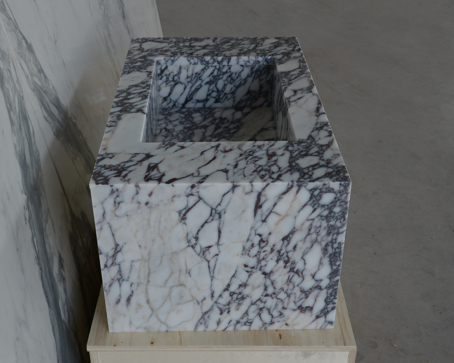 Calacatta Viola Marble Bathroom Sink - Handcrafted Artisan Design