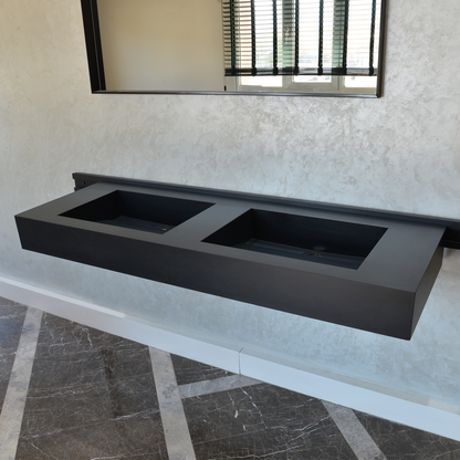 Handcrafted Infinity Black Engineered Porcelain Sink Model Es-080 for Modern Bathrooms