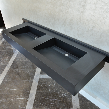 Handcrafted Infinity Black Engineered Porcelain Sink Model Es-080 for Modern Bathrooms