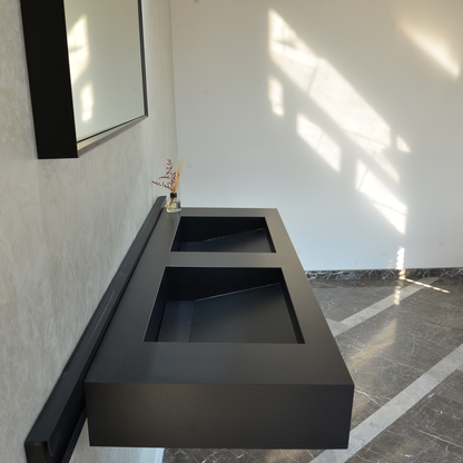 Handcrafted Infinity Black Engineered Porcelain Sink Model Es-080 for Modern Bathrooms