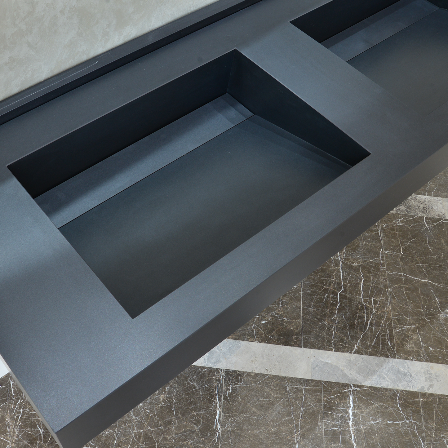 Handcrafted Infinity Black Engineered Porcelain Sink Model Es-080 for Modern Bathrooms