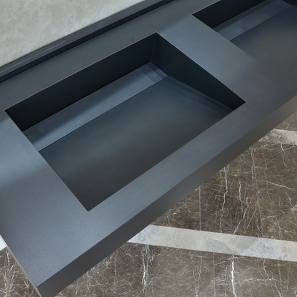 Handcrafted Infinity Black Engineered Porcelain Sink Model Es-080 for Modern Bathrooms