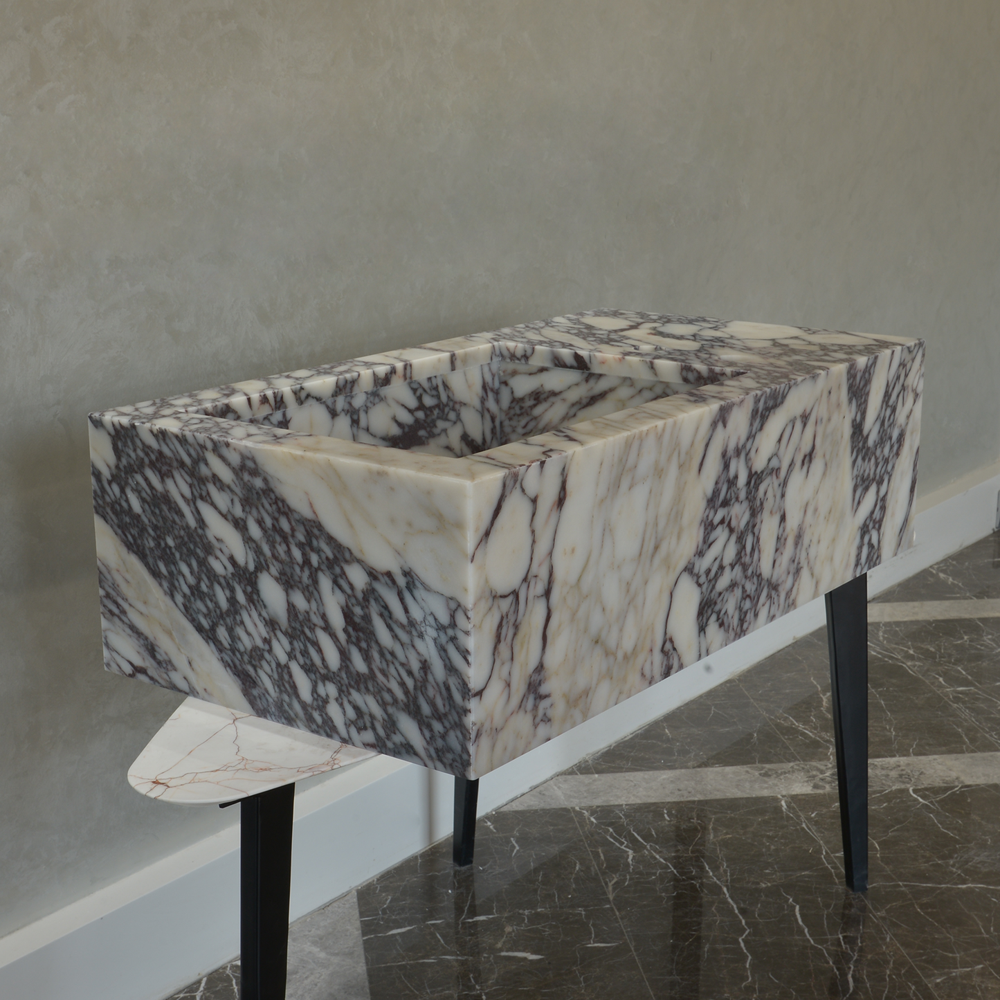 Calacatta Viola Premium Natural Marble Handcrafted Bathroom Sink