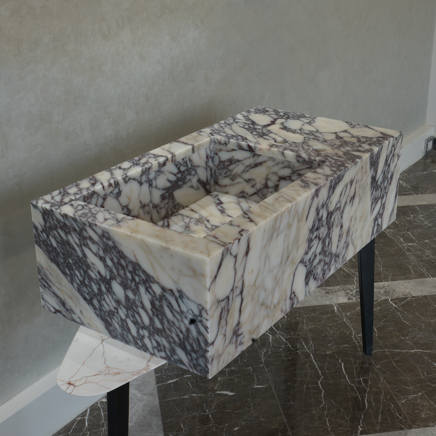 Calacatta Viola Premium Natural Marble Handcrafted Bathroom Sink