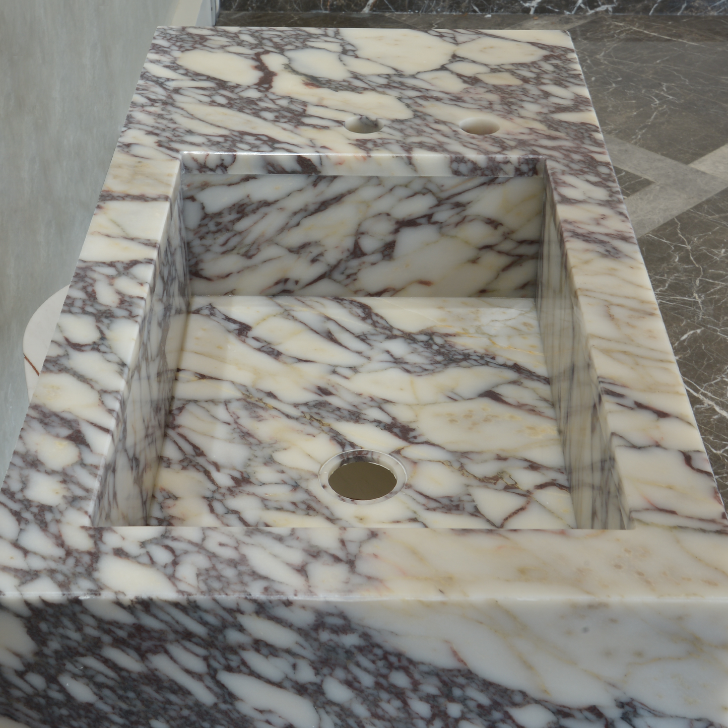 Calacatta Viola Premium Natural Marble Handcrafted Bathroom Sink
