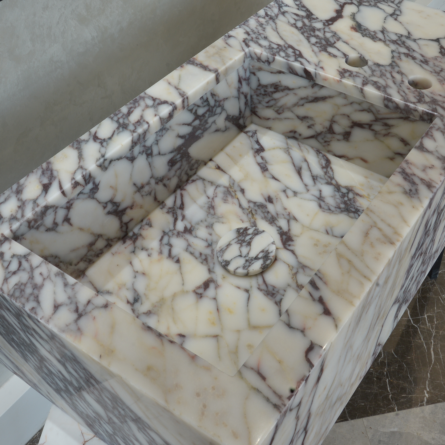 Calacatta Viola Premium Natural Marble Handcrafted Bathroom Sink