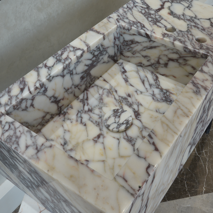 Calacatta Viola Premium Natural Marble Handcrafted Bathroom Sink