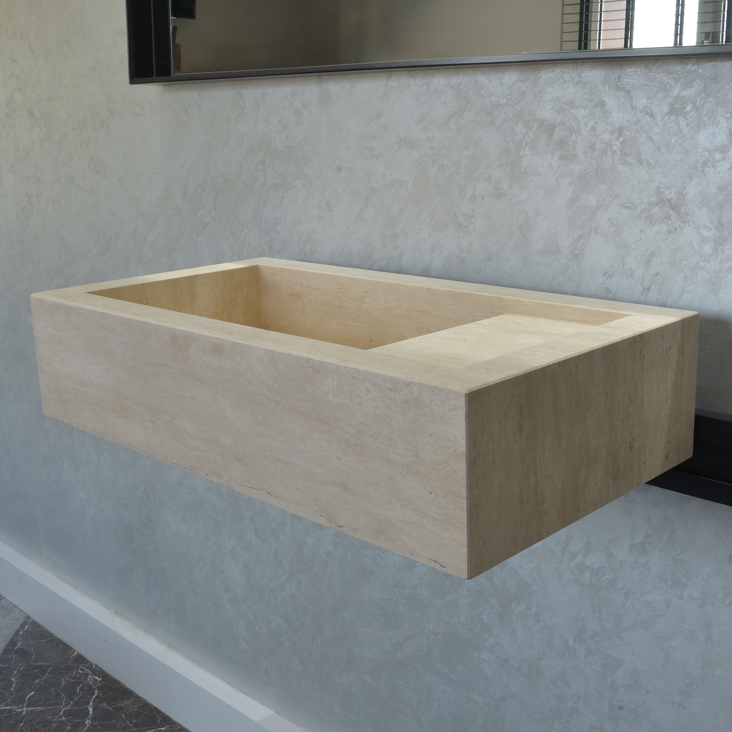 Handmade Travertine Bathroom Sink - Custom Carved Artisan Natural Stone Luxury Basin