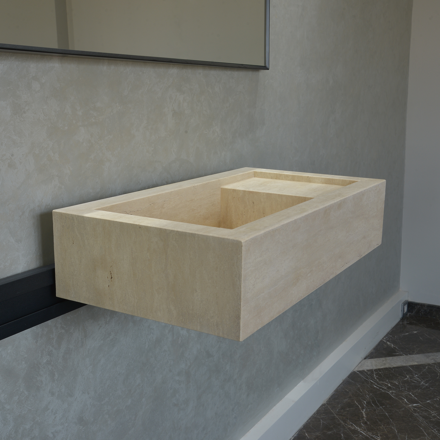 Handmade Travertine Bathroom Sink - Custom Carved Artisan Natural Stone Luxury Basin