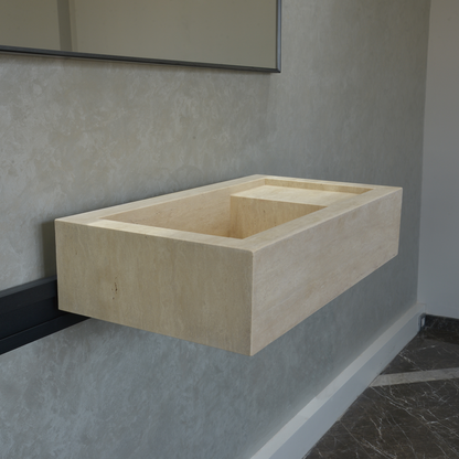 Handmade Travertine Bathroom Sink - Custom Carved Artisan Natural Stone Luxury Basin