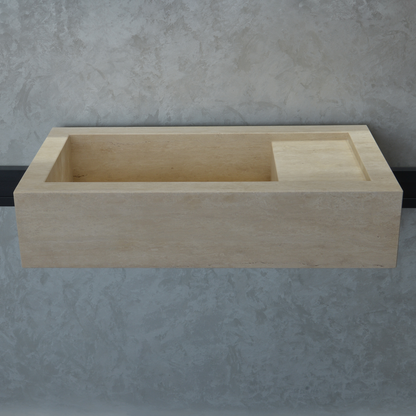 Handmade Travertine Bathroom Sink - Custom Carved Artisan Natural Stone Luxury Basin