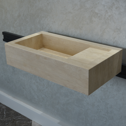 Handmade Travertine Bathroom Sink - Custom Carved Artisan Natural Stone Luxury Basin
