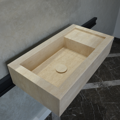 Handmade Travertine Bathroom Sink - Custom Carved Artisan Natural Stone Luxury Basin