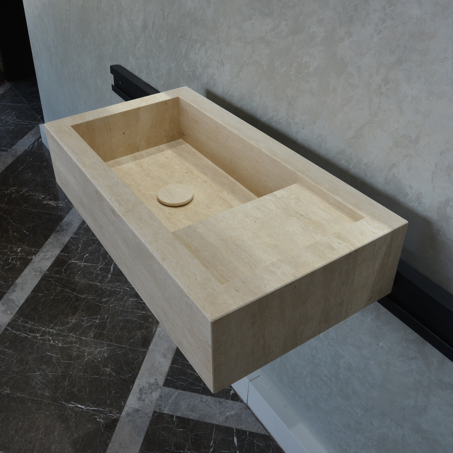Handmade Travertine Bathroom Sink - Custom Carved Artisan Natural Stone Luxury Basin