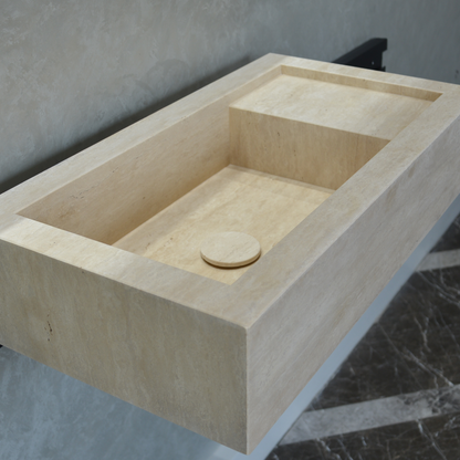 Handmade Travertine Bathroom Sink - Custom Carved Artisan Natural Stone Luxury Basin