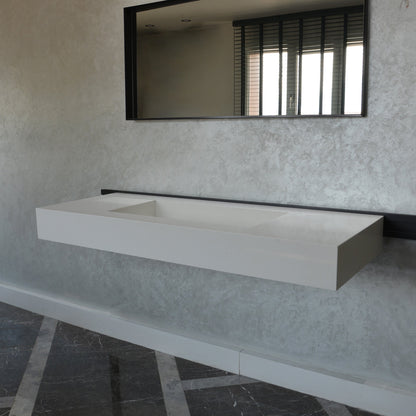 Engineered Quartz Bathroom Vanity - White Polished Single Sink