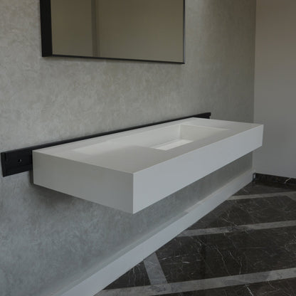 Engineered Quartz Bathroom Vanity - White Polished Single Sink