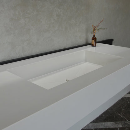 Engineered Quartz Bathroom Vanity - White Polished Single Sink