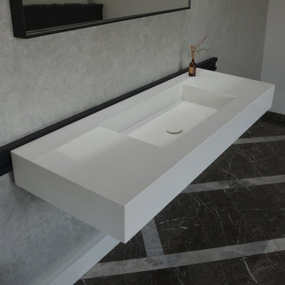 Engineered Quartz Bathroom Vanity - White Polished Single Sink
