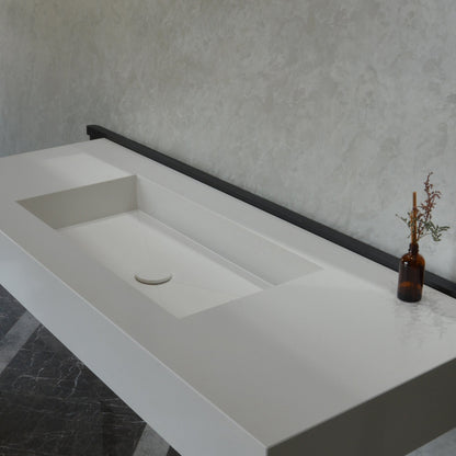 Engineered Quartz Bathroom Vanity - White Polished Single Sink