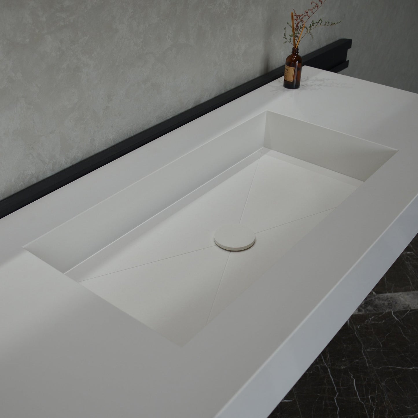Engineered Quartz Bathroom Vanity - White Polished Single Sink