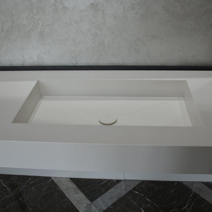 Engineered Quartz Bathroom Vanity - White Polished Single Sink