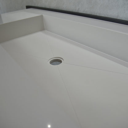 Engineered Quartz Bathroom Vanity - White Polished Single Sink