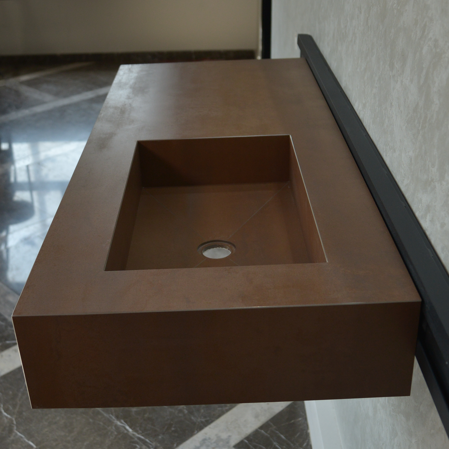 Engineered Porcelain Corten Industrial Sink - Handcrafted Weathered Metal Infinity