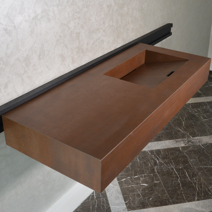 Engineered Porcelain Corten Industrial Sink - Handcrafted Weathered Metal Infinity