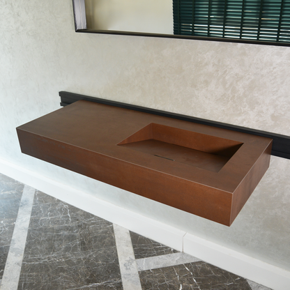 Engineered Porcelain Corten Industrial Sink - Handcrafted Weathered Metal Infinity