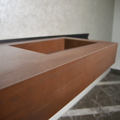 Engineered Porcelain Corten Industrial Sink - Handcrafted Weathered Metal Infinity
