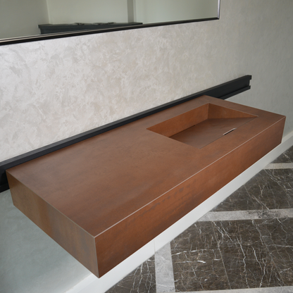 Engineered Porcelain Corten Industrial Sink - Handcrafted Weathered Metal Infinity