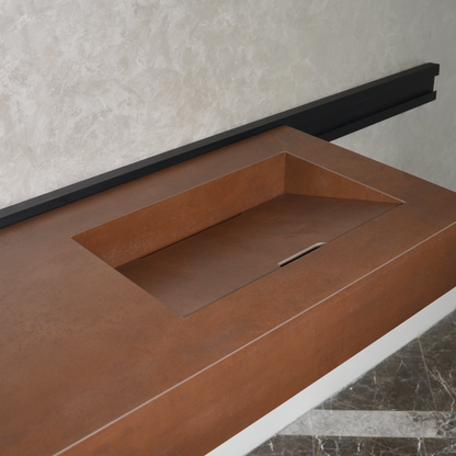 Engineered Porcelain Corten Industrial Sink - Handcrafted Weathered Metal Infinity