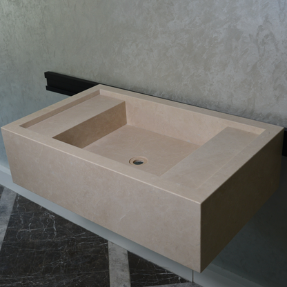 Light Pearl Marble Natural Stone Bathroom Vanity Sink - Handmade Custom