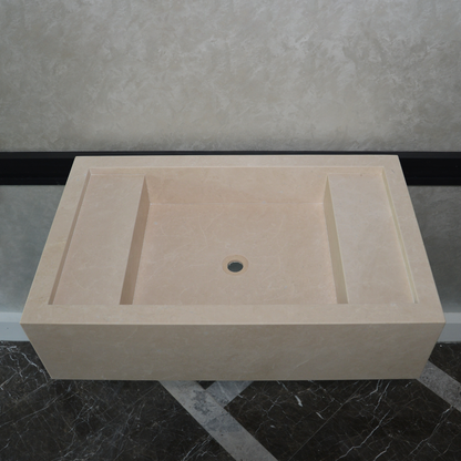 Light Pearl Marble Natural Stone Bathroom Vanity Sink - Handmade Custom