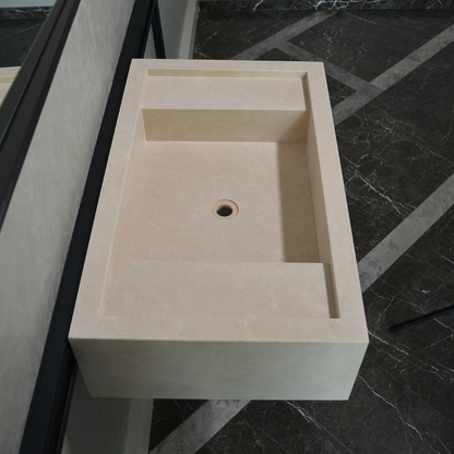 Light Pearl Marble Natural Stone Bathroom Vanity Sink - Handmade Custom