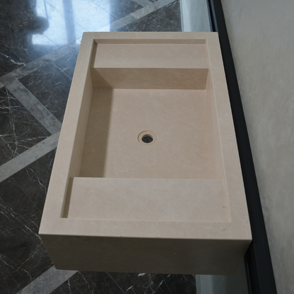 Light Pearl Marble Natural Stone Bathroom Vanity Sink - Handmade Custom