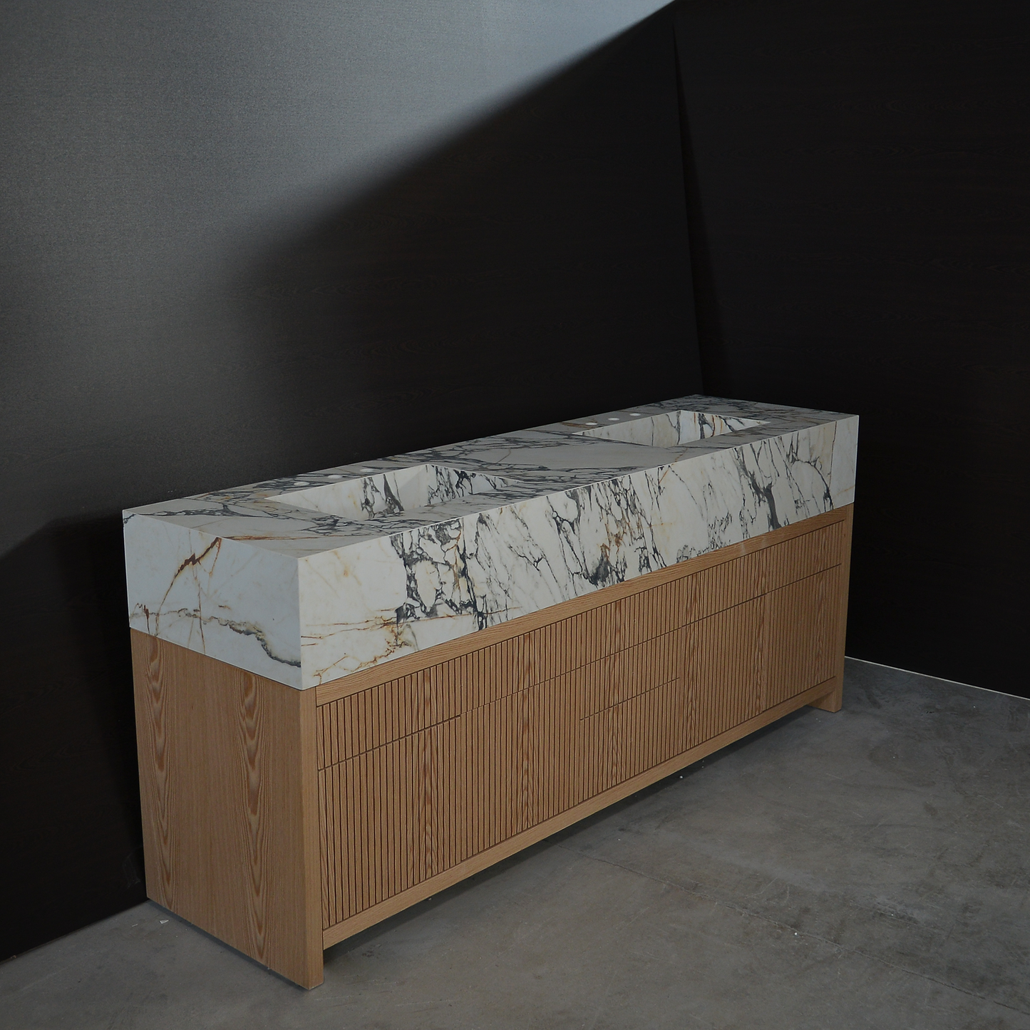 Porcelain Double Sink Corchia Gold - Italian Calacatta Marble