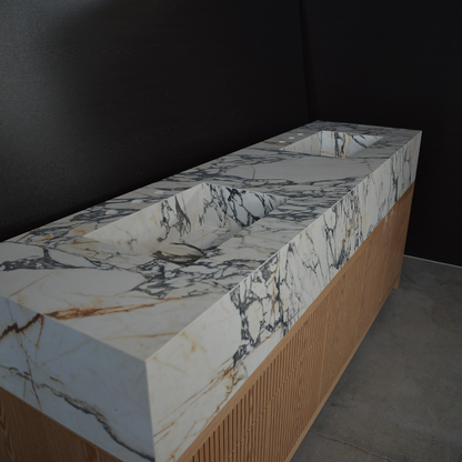 Porcelain Double Sink Corchia Gold - Italian Calacatta Marble