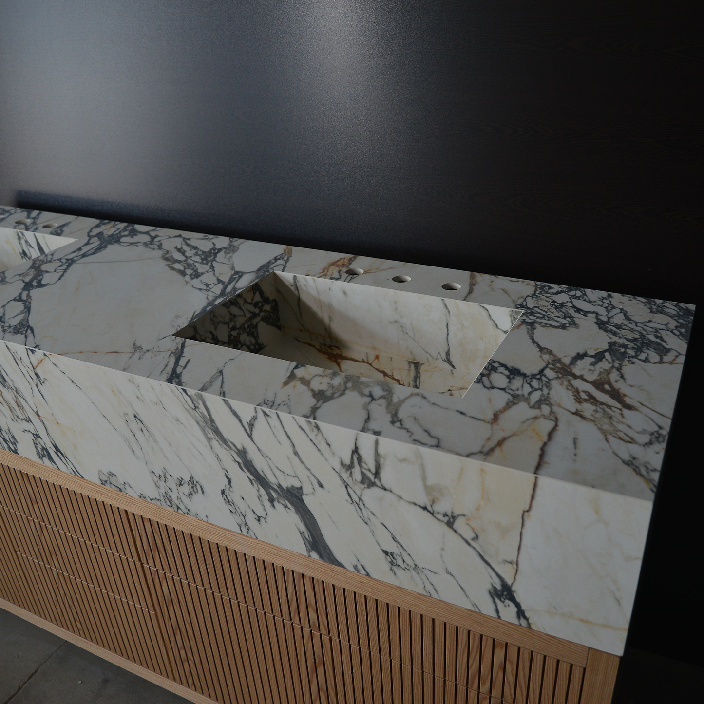 Porcelain Double Sink Corchia Gold - Italian Calacatta Marble