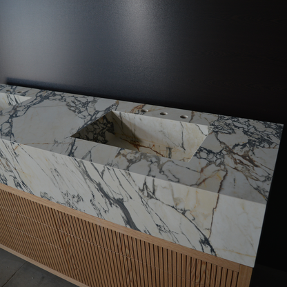 Porcelain Double Sink Corchia Gold - Italian Calacatta Marble