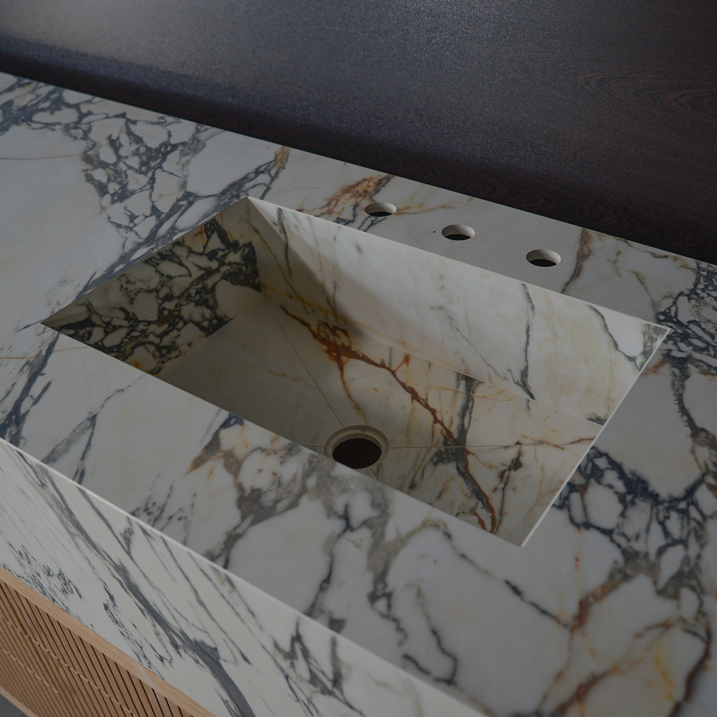 Porcelain Double Sink Corchia Gold - Italian Calacatta Marble