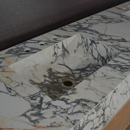 Porcelain Double Sink Corchia Gold - Italian Calacatta Marble