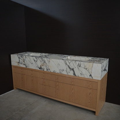 Porcelain Double Sink Corchia Gold - Italian Calacatta Marble